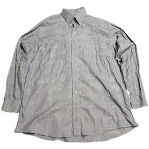 Jos. A. Bank Travelers Collection Shirt Men's Size Large Grey‎ Plaid Button Down